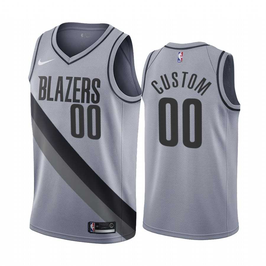 Men & Youth Customized Portland Trail Blazers Gray Swingman 2020-21 Earned Edition Jersey